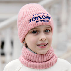 2pcs Kids Beanie & Scarf Set Warm Knitted Hat & Neck Warmer
