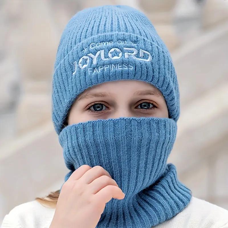 2pcs Kids Beanie & Scarf Set Warm Knitted Hat & Neck Warmer