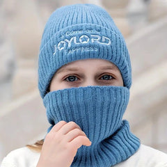 2pcs Kids Beanie & Scarf Set Warm Knitted Hat & Neck Warmer