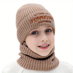 2pcs Kids Beanie & Scarf Set Warm Knitted Hat & Neck Warmer