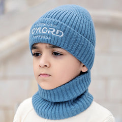 2pcs Kids Beanie & Scarf Set Warm Knitted Hat & Neck Warmer