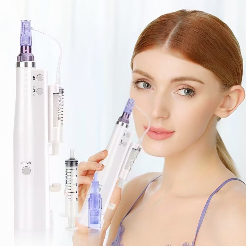 Skin Care Beauty Instrument with 2Pcs Square Crystals, 9Pins, 12Pins