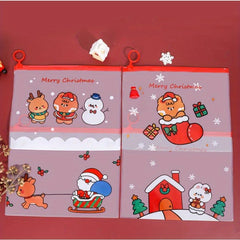 20pcs Christmas Ring Zipper Packaging Bag Xmas Wedding Socks Cartoon Pouches