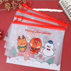 20pcs Christmas Ring Zipper Packaging Bag Xmas Wedding Socks Cartoon Pouches