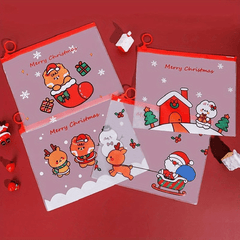 20pcs Christmas Ring Zipper Packaging Bag Xmas Wedding Socks Cartoon Pouches
