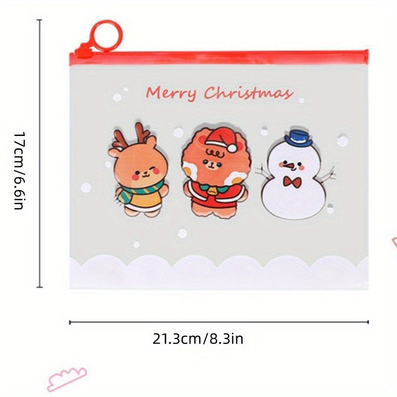 20pcs Christmas Ring Zipper Packaging Bag Xmas Wedding Socks Cartoon Pouches