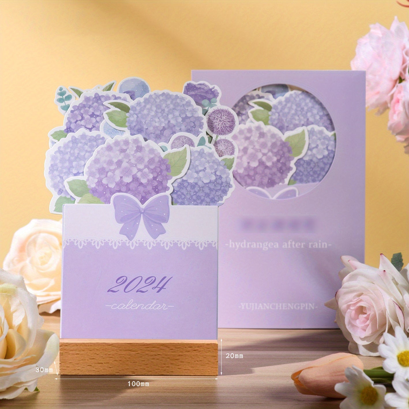 3D Floral Desk Calendar Ornament with Planning Calendar