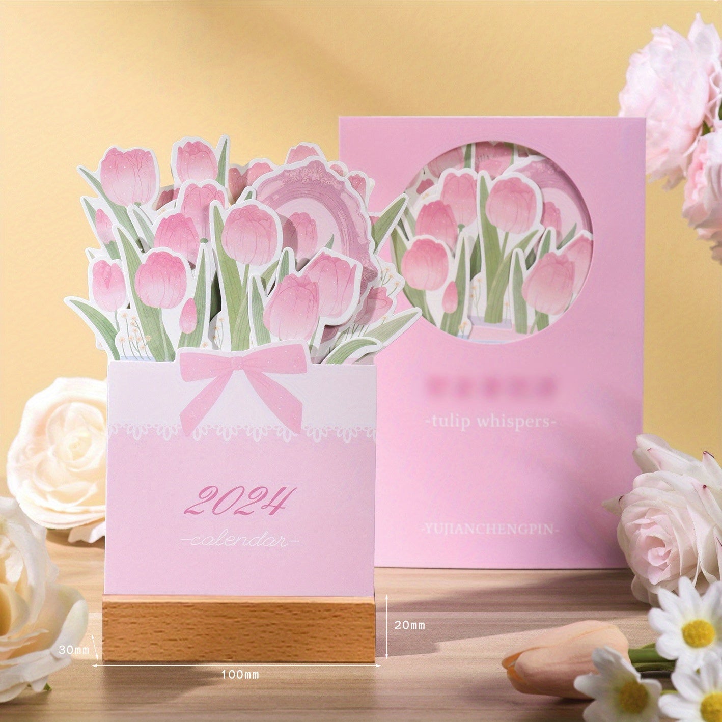 3D Floral Desk Calendar Ornament with Planning Calendar