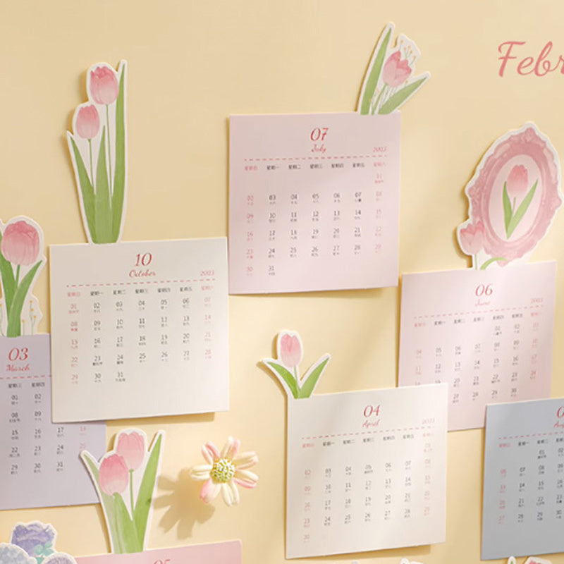 3D Floral Desk Calendar Ornament with Planning Calendar