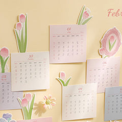 3D Floral Desk Calendar Ornament with Planning Calendar