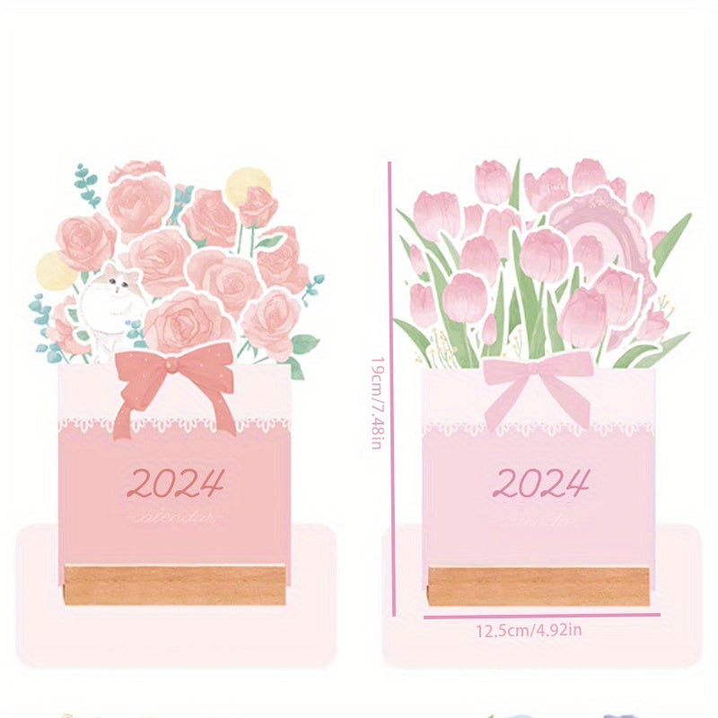 3D Floral Desk Calendar Ornament with Planning Calendar