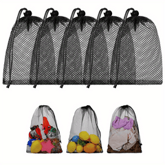 Durable Nylon Mesh Drawstring Laundry Bag for Outdoor Toy Storage