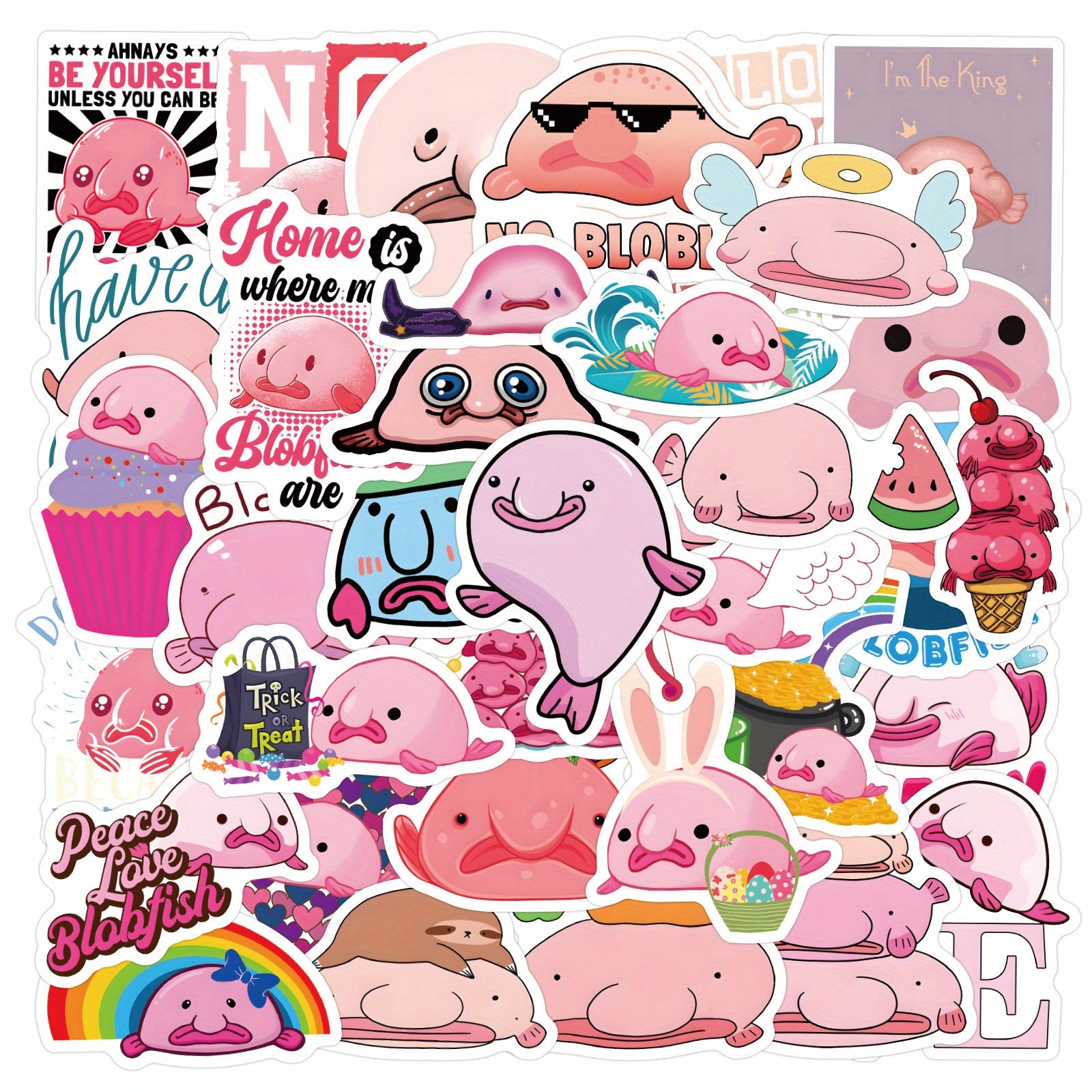 60pcs Cartoon Blobfish Animals Stickers for DIY Skateboard Guitar Water Cup