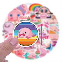60pcs Cartoon Blobfish Animals Stickers for DIY Skateboard Guitar Water Cup