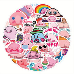 60pcs Cartoon Blobfish Animals Stickers for DIY Skateboard Guitar Water Cup