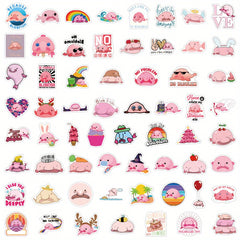 60pcs Cartoon Blobfish Animals Stickers for DIY Skateboard Guitar Water Cup