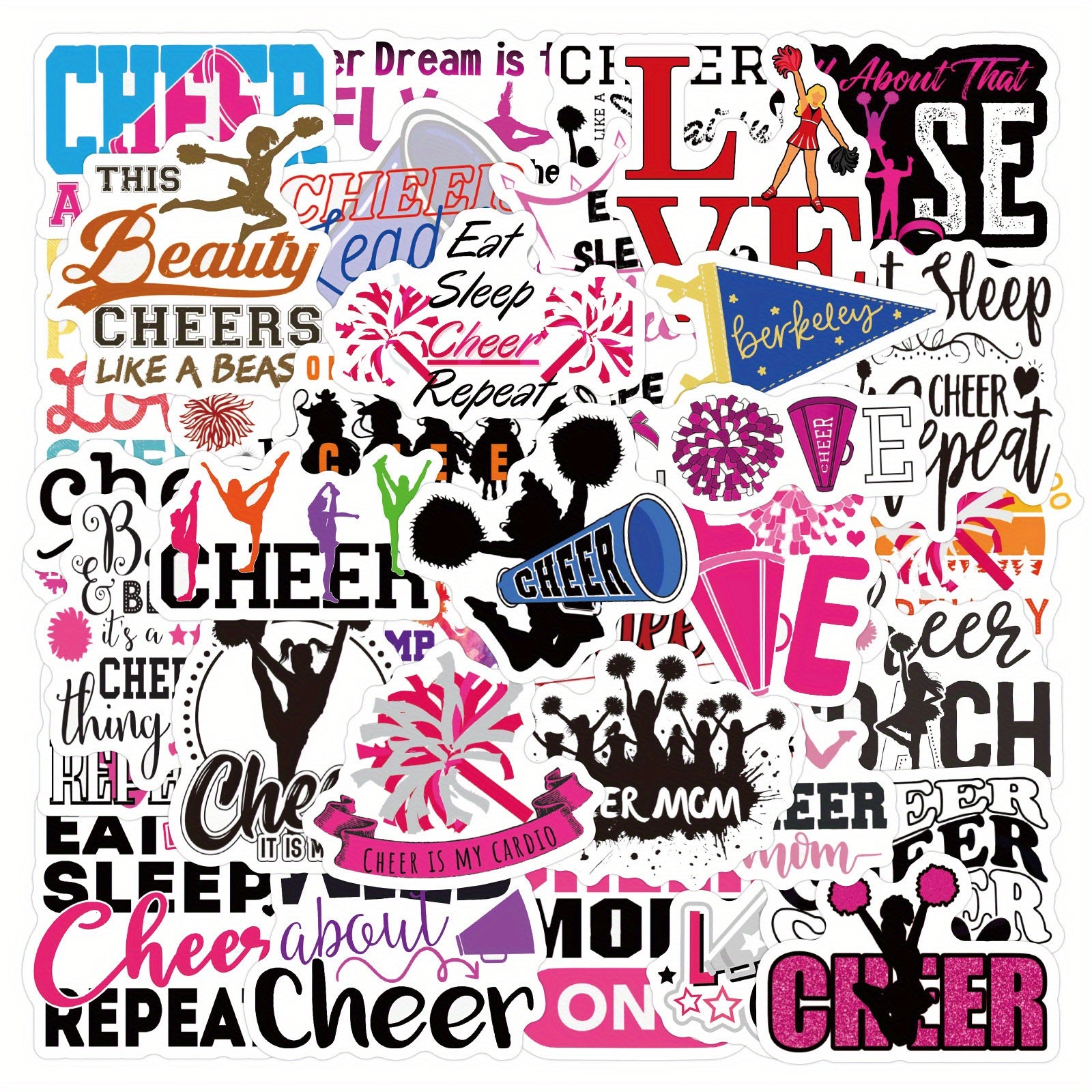 60pcs Cartoon Cheerleading Motivational Stickers for DIY Skateboard Guitar