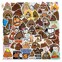 50pcs Funny Poop Stickers for Skateboard Laptop Phone Case