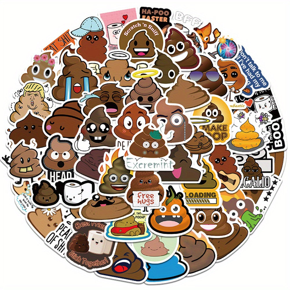 50pcs Funny Poop Stickers for Skateboard Laptop Phone Case