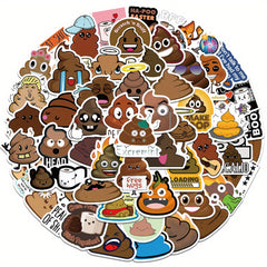 50pcs Funny Poop Stickers for Skateboard Laptop Phone Case