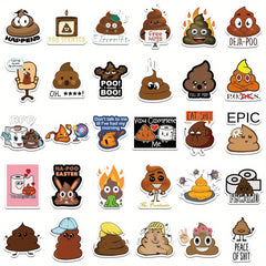 50pcs Funny Poop Stickers for Skateboard Laptop Phone Case
