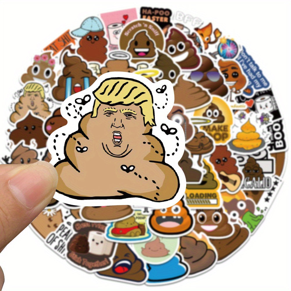 50pcs Funny Poop Stickers for Skateboard Laptop Phone Case