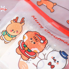 4pcs Cartoon Christmas Ring File Bag Zipper Bag Stationery Storage