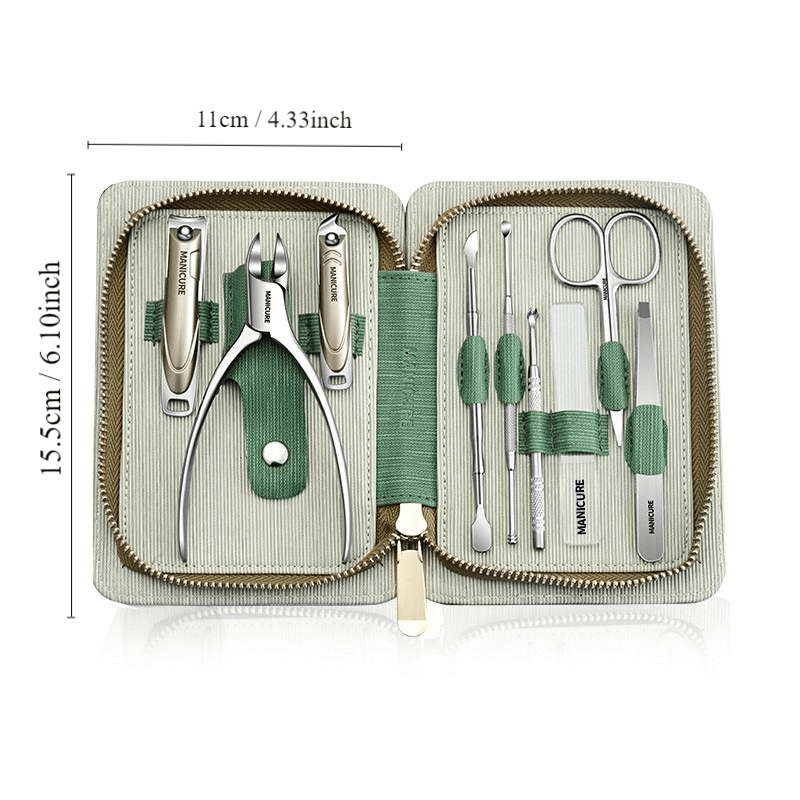 9pcs Nail Clippers Set Stainless Steel Professional Nail Cutting Tools