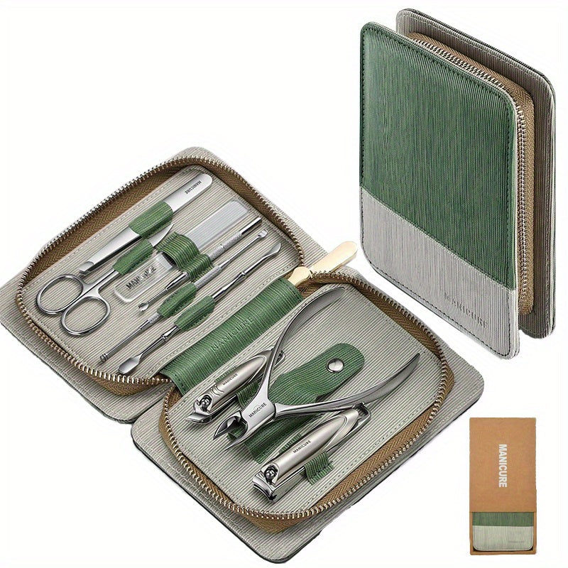9pcs Nail Clippers Set Stainless Steel Professional Nail Cutting Tools
