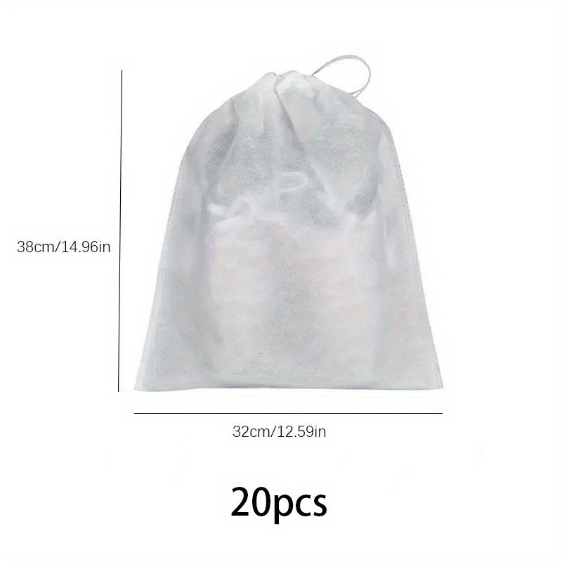 20pcs Portable Shoes Bag Non Woven Fabric Drawstring Shoes Storage Bag