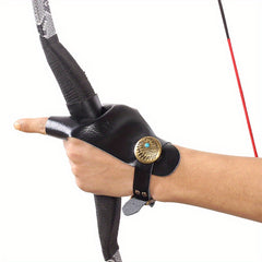 Archery Hand Guard Leather Finger Protector Longbow Glove