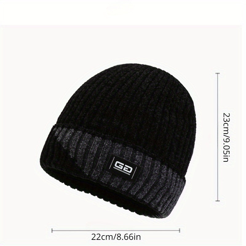 Men's Winter Fleece Hat Ear Protection Knitted Ski Cap