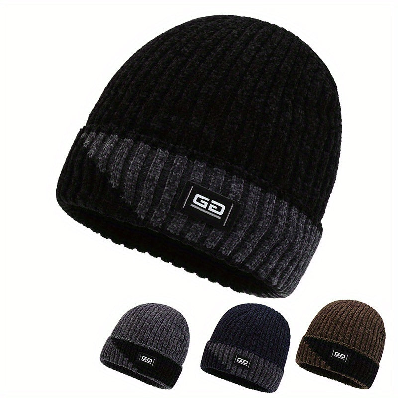 Men's Winter Fleece Hat Ear Protection Knitted Ski Cap