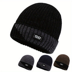 Men's Winter Fleece Hat Ear Protection Knitted Ski Cap