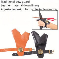 Leather Archery Glove Adjustable Strap Hand Guard Traditional Bow
