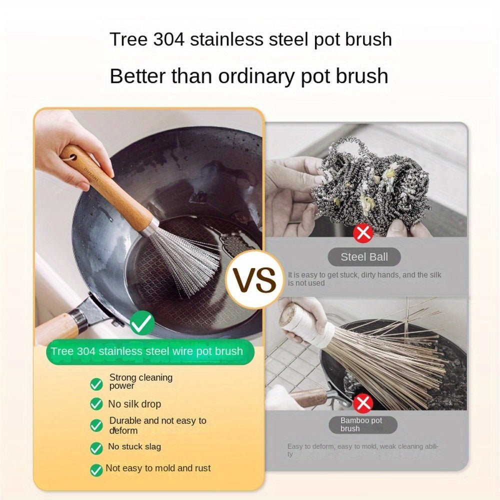 SHUEHO Stainless Steel Pot Brush Long Handle Cleaner