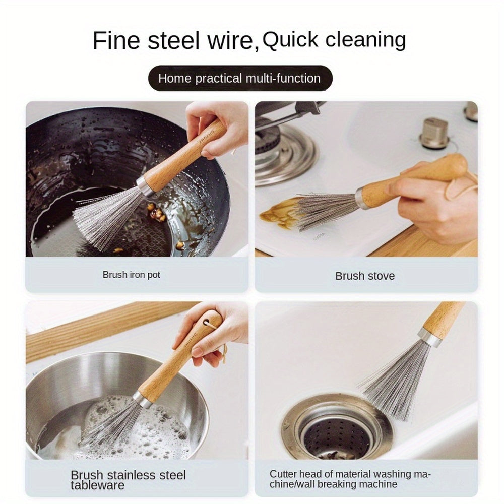 SHUEHO Stainless Steel Pot Brush Long Handle Cleaner