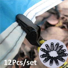 12pcs Outdoor Awning Clamps Tarp Clips Tie Down Snap Hangers Reusable Tent Clamp