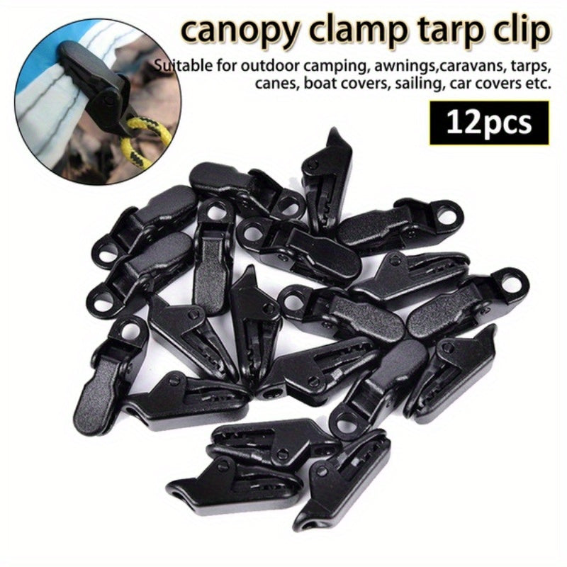 12pcs Outdoor Awning Clamps Tarp Clips Tie Down Snap Hangers Reusable Tent Clamp
