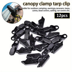 12pcs Outdoor Awning Clamps Tarp Clips Tie Down Snap Hangers Reusable Tent Clamp