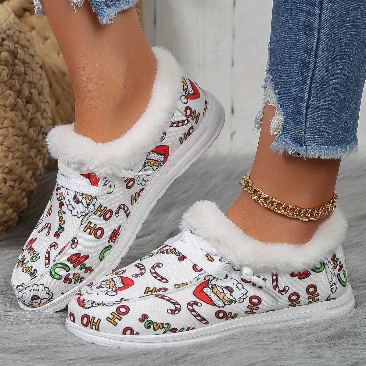 Women's Christmas Winter Boat Shoes - Fleece Lined Thermal Walking Shoes