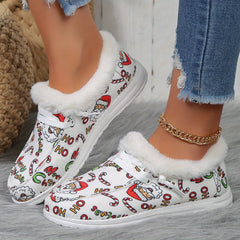 Women's Christmas Winter Boat Shoes - Fleece Lined Thermal Walking Shoes