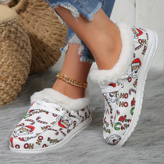 Women's Christmas Winter Boat Shoes - Fleece Lined Thermal Walking Shoes
