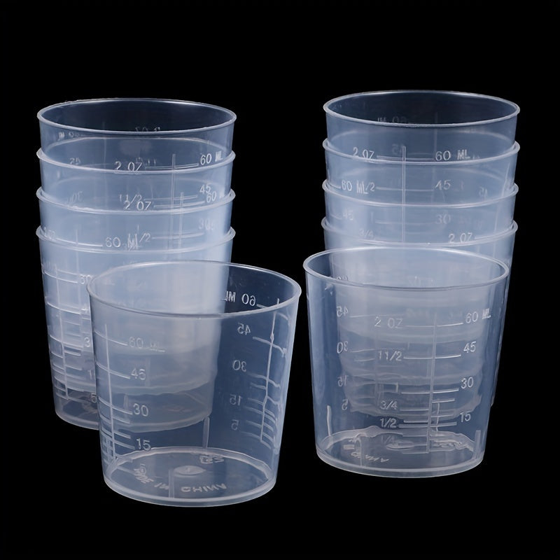 10pcs Clear 60ml Graduated Measuring Cup For Accurate Measurements