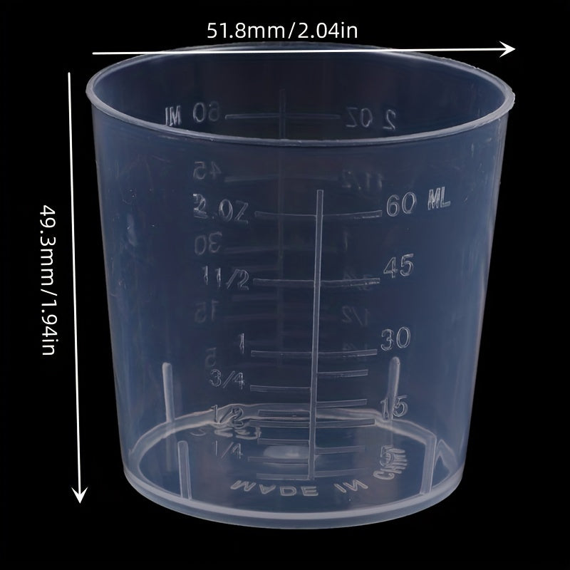 10pcs Clear 60ml Graduated Measuring Cup For Accurate Measurements