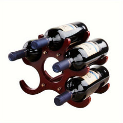1pc Wood Wine Storage Rack For Countertop - Holds 5 Bottles