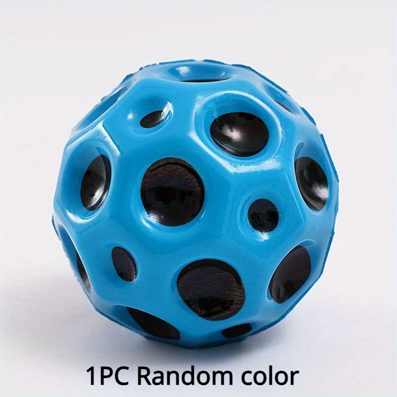 1pc Hole Ball Soft Bouncy Ball Anti-fall Moon Shape Porous Bouncy Ball Toy