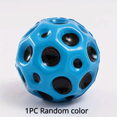 1pc Hole Ball Soft Bouncy Ball Anti-fall Moon Shape Porous Bouncy Ball Toy