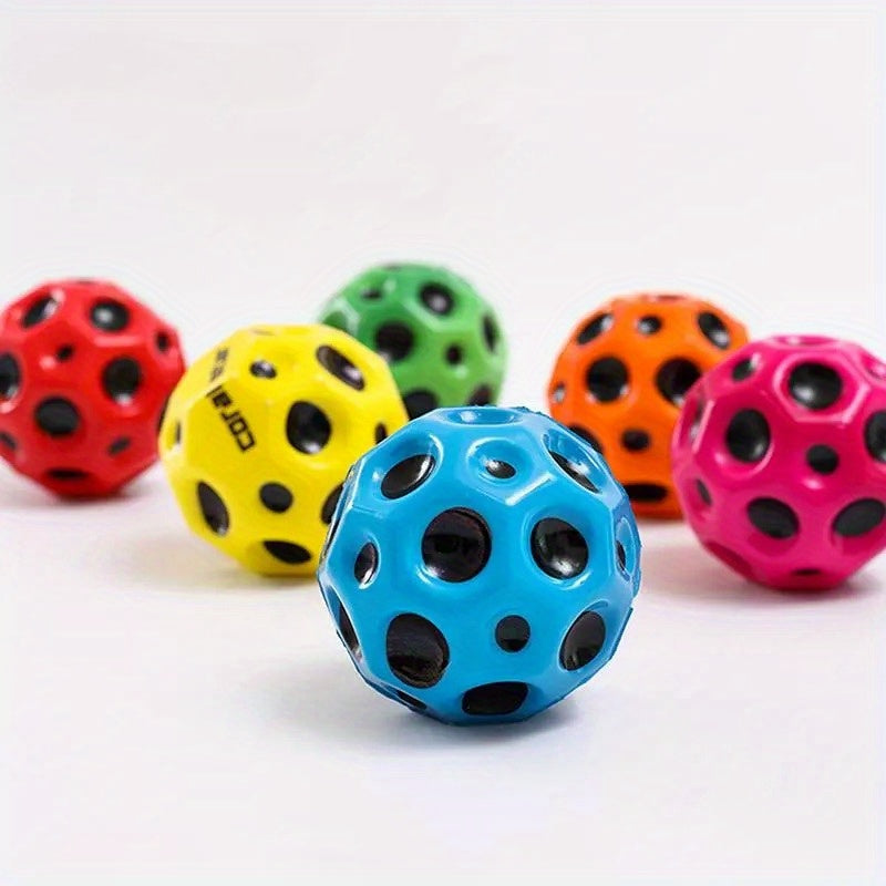 1pc Hole Ball Soft Bouncy Ball Anti-fall Moon Shape Porous Bouncy Ball Toy