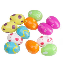 12pcs Printed Plastic Easter Eggs Fillable Basket Fillers